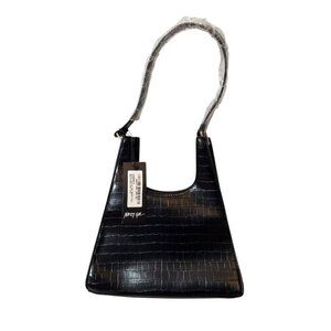 Nasty Gal Croc-Embossed Black Shoulder Bag | M8 | NWT Mini Tote Handbag